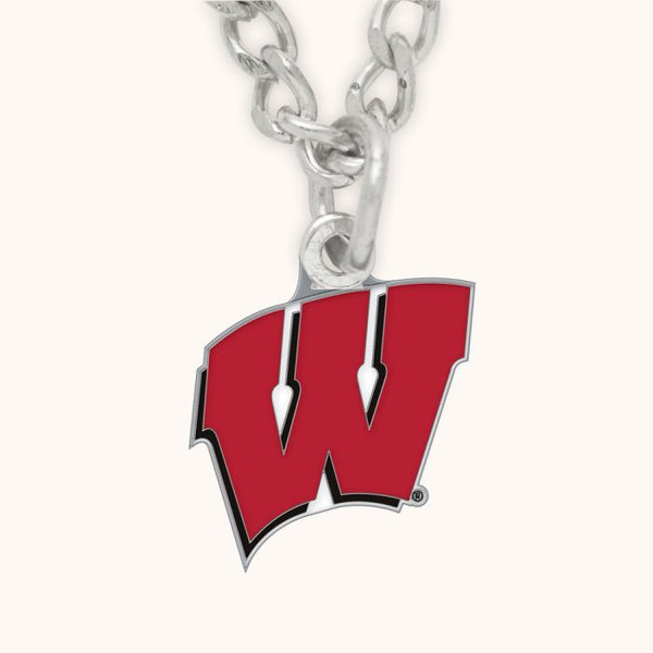 Wholesale-Wisconsin Badgers Necklace w/Charm Clamshell