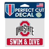 Wholesale-Ohio State Buckeyes SWIM &amp; DIVE Perfect Cut Color Decal 4.5" x 5.75"