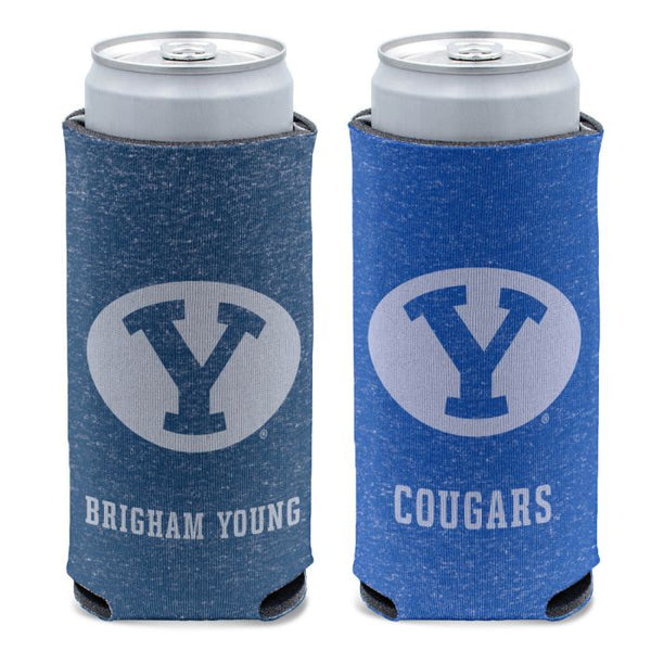 Wholesale-Brigham Young Cougars COLORED HEATHERED 12 oz Slim Can Cooler