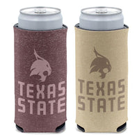 Wholesale-Texas State Bobcats COLORED HEATHERED 12 oz Slim Can Cooler