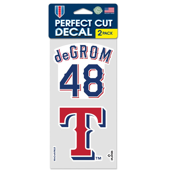 Texas Rangers PLAYERS CHOICE DIAMOND CLUB(R) Perfect Cut Decal Set of two 4"x4" Jacob deGrom
