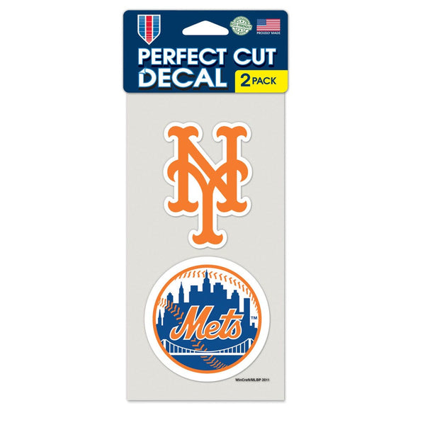 New York Mets Perfect Cut Decal set of two 4"x4"