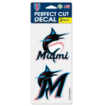 Miami Marlins Perfect Cut Decal Set of two 4"x4"