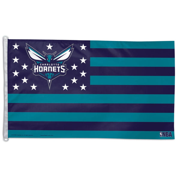 Charlotte Hornets / Stars and Stripes NBA Flag - Deluxe 3' X 5'