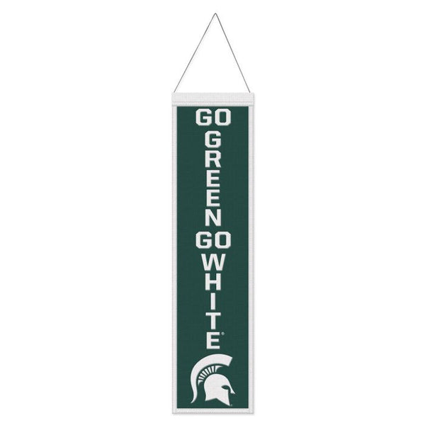 Wholesale-Michigan State Spartans SLOGAN Wool Banner 8" x 32"