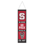 Wholesale-NC State Wolfpack SLOGAN Wool Banner 8" x 32"