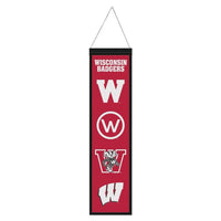 Wholesale-Wisconsin Badgers Evolution Wool Banner 8" x 32"