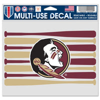 Wholesale-Florida State Seminoles BASEBALL BATS Multi-Use Decal -Clear Bckrgd 5" x 6"