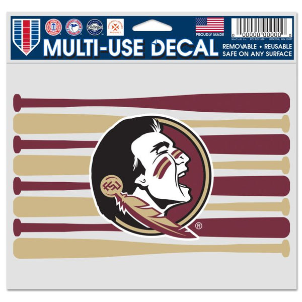 Wholesale-Florida State Seminoles BASEBALL BATS Multi-Use Decal -Clear Bckrgd 5" x 6"