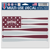 Wholesale-Mississippi State Bulldogs BASEBALL BATS Multi-Use Decal -Clear Bckrgd 5" x 6"