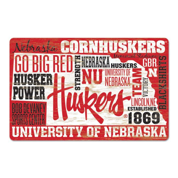 Wholesale-Nebraska Cornhuskers WORDAGE Wood Sign 11" x 17" 1/4" thick