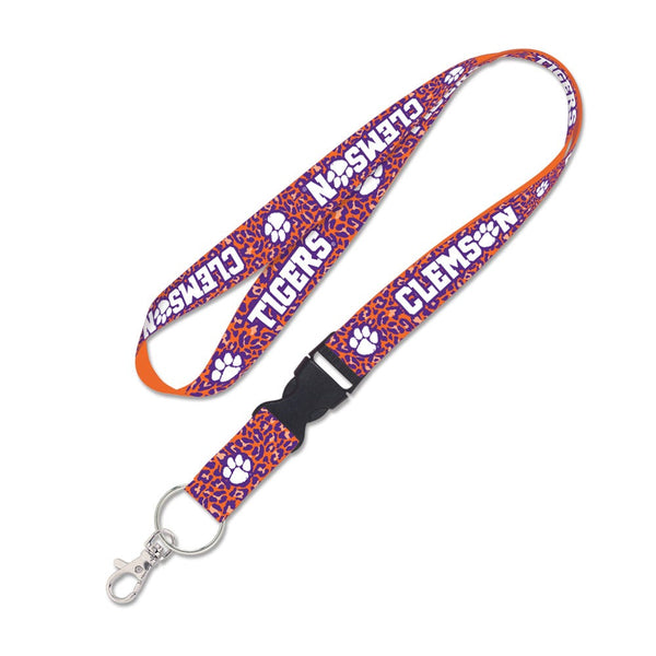 Clemson Tigers LEOPARD PRINT Lanyard w/detachable buckle 1"