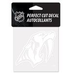 Nashville Predators Perfect Cut White Decal 4" x 4"