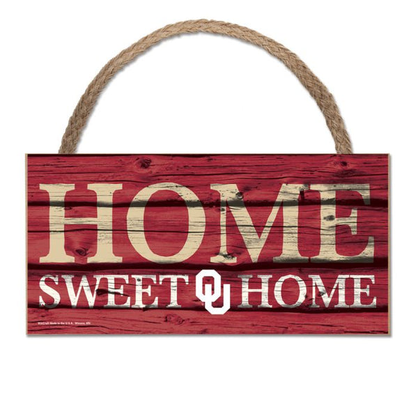 Wholesale-Oklahoma Sooners HOME SWEET HOME Wood Sign w/Rope 5" x 10"