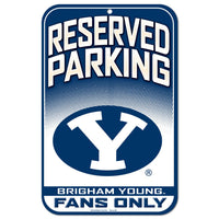 Brigham Young Cougars Reserved Parking Plastic Sign 11" x 17"