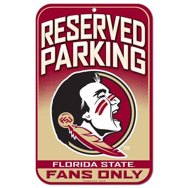 Florida State Seminoles Reserved Parking Plastic Sign 11" x 17"