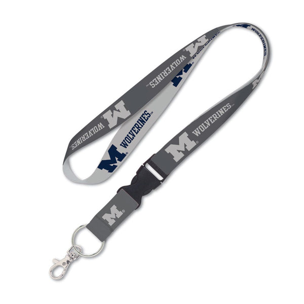 Michigan Wolverines CHARCOAL Lanyard w/detachable buckle 1"