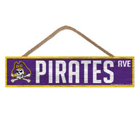 Wholesale-East Carolina Pirates Wood Sign-with Rope 4" x 17"