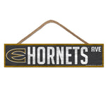 Emporia State Hornets Wood Sign-with Rope 4" x 17"
