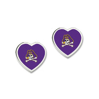 Wholesale-East Carolina Pirates HEART EARRINGS Earrings w/3D Heart