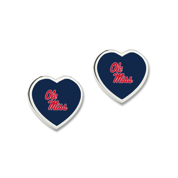 Wholesale-Ole Miss Rebels HEART EARRINGS Earrings w/3D Heart