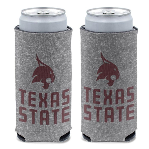 Wholesale-Texas State Bobcats HEATHERED 12 oz Slim Can Cooler