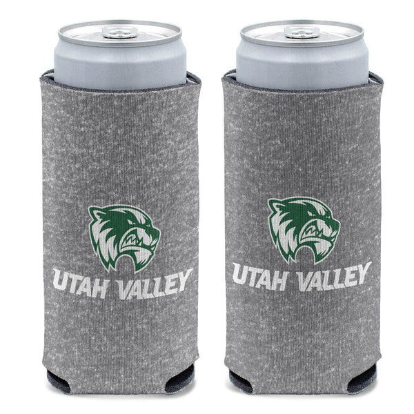 Utah Valley Wolverines HEATHERED 12 oz Slim Can Cooler
