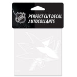 San Jose Sharks Perfect Cut White Decal 4" x 4"
