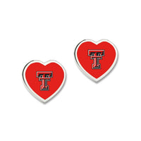 Wholesale-Texas Tech Red Raiders Earrings w/3D Heart