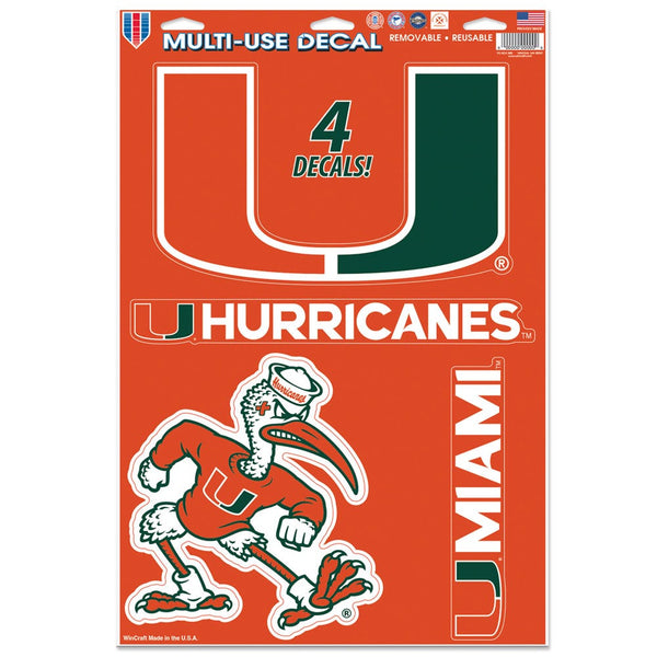 Miami Hurricanes Multi-Use Decal 11" x 17"