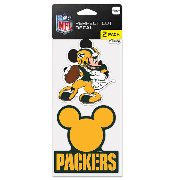 Green Bay Packers / Disney Mickey Mouse Perfect Cut Decal Set of Two 4"x4"