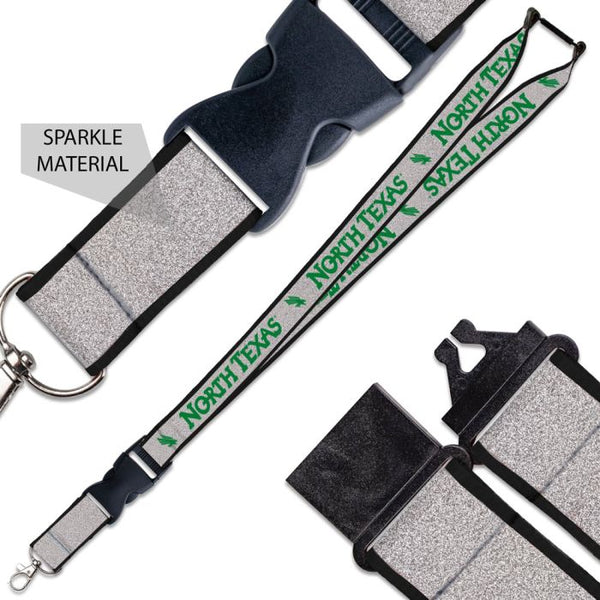 Wholesale-North Texas Mean Green Lanyard w/Buckle Glitter 1"