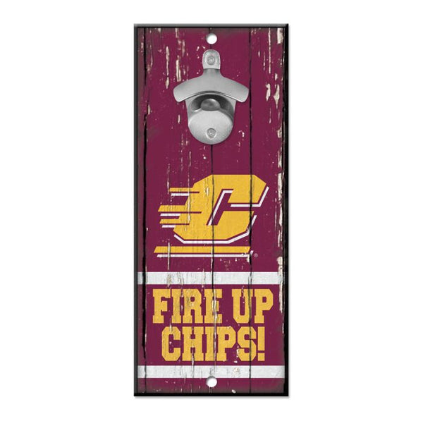 Wholesale-Central Michigan Chippewas Bottle Opener Sign 5x11