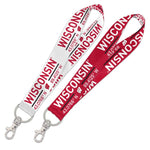 Wholesale-Wisconsin Badgers Coordinates Lanyard Key Strap 1"