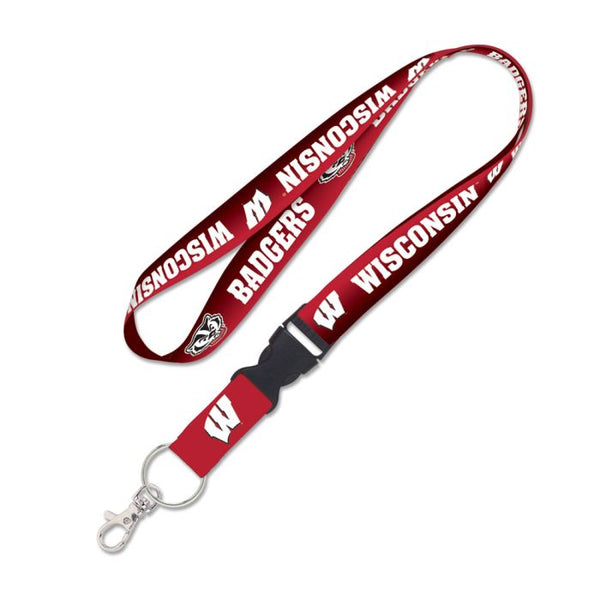 Wholesale-Wisconsin Badgers Gradient Lanyard w/detachable buckle 1"