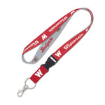 Wholesale-Wisconsin Badgers / Vintage Collegiate vintage Lanyard w/detachable buckle 1"