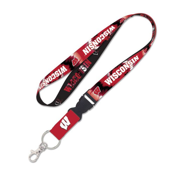 Wholesale-Wisconsin Badgers Tie Dye Lanyard w/detachable buckle 1"