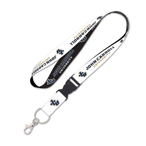 John Carroll University Blue Streaks JOHN CARROLL UNIVERSITY BLACK/WHI Lanyard w/detachable buckle 1"