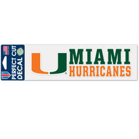 Miami Hurricanes Stacked Design Perfect Cut Decals 3" x 10"