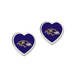 Baltimore Ravens HEART POST Earrings w/3D Heart