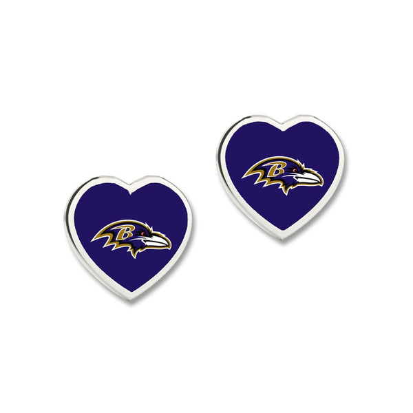 Baltimore Ravens HEART POST Earrings w/3D Heart