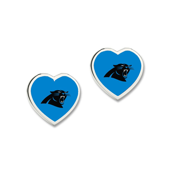 Carolina Panthers HEART POST Earrings w/3D Heart