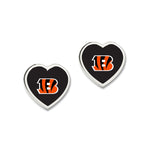 Cincinnati Bengals HEART POST Earrings w/3D Heart