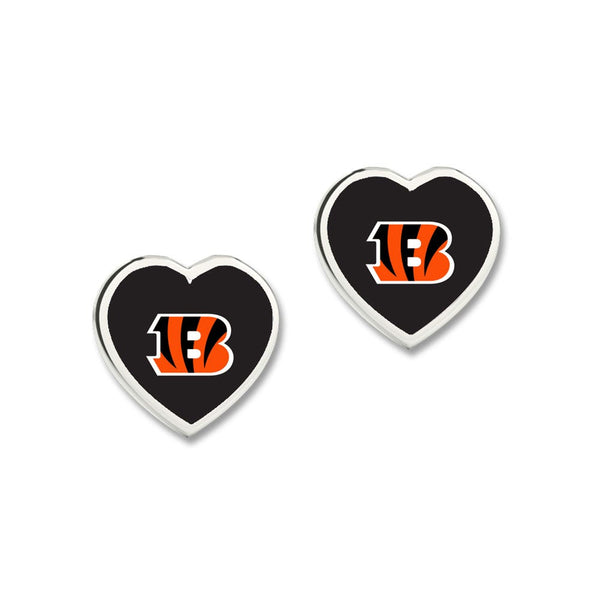 Cincinnati Bengals HEART POST Earrings w/3D Heart