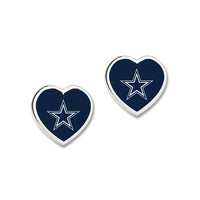 Dallas Cowboys HEART POST Earrings w/3D Heart