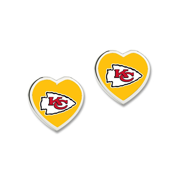 Kansas City Chiefs HEART POST Earrings w/3D Heart