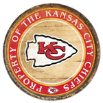 Kansas City Chiefs Barrel Top Wood Sign 14" Round