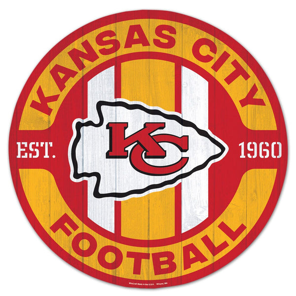 Kansas City Chiefs Seal Wood Sign 14" Round