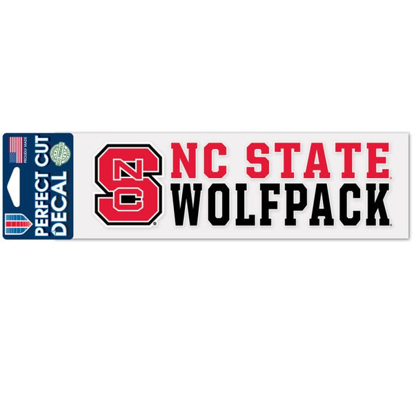 Wholesale-NC State Wolfpack Stacked Design Perfect Cut Decals 3" x 10"