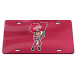 Wholesale-Ohio State Buckeyes BRUTUS WITH FLAG Specialty Acrylic License Plate